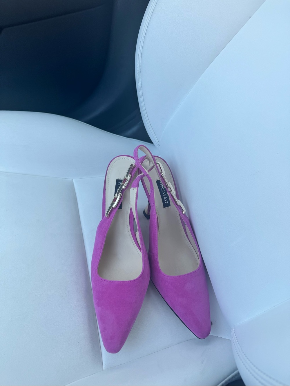 Nine West Fuchsia Suede Pointed-Toe Slingback Heels